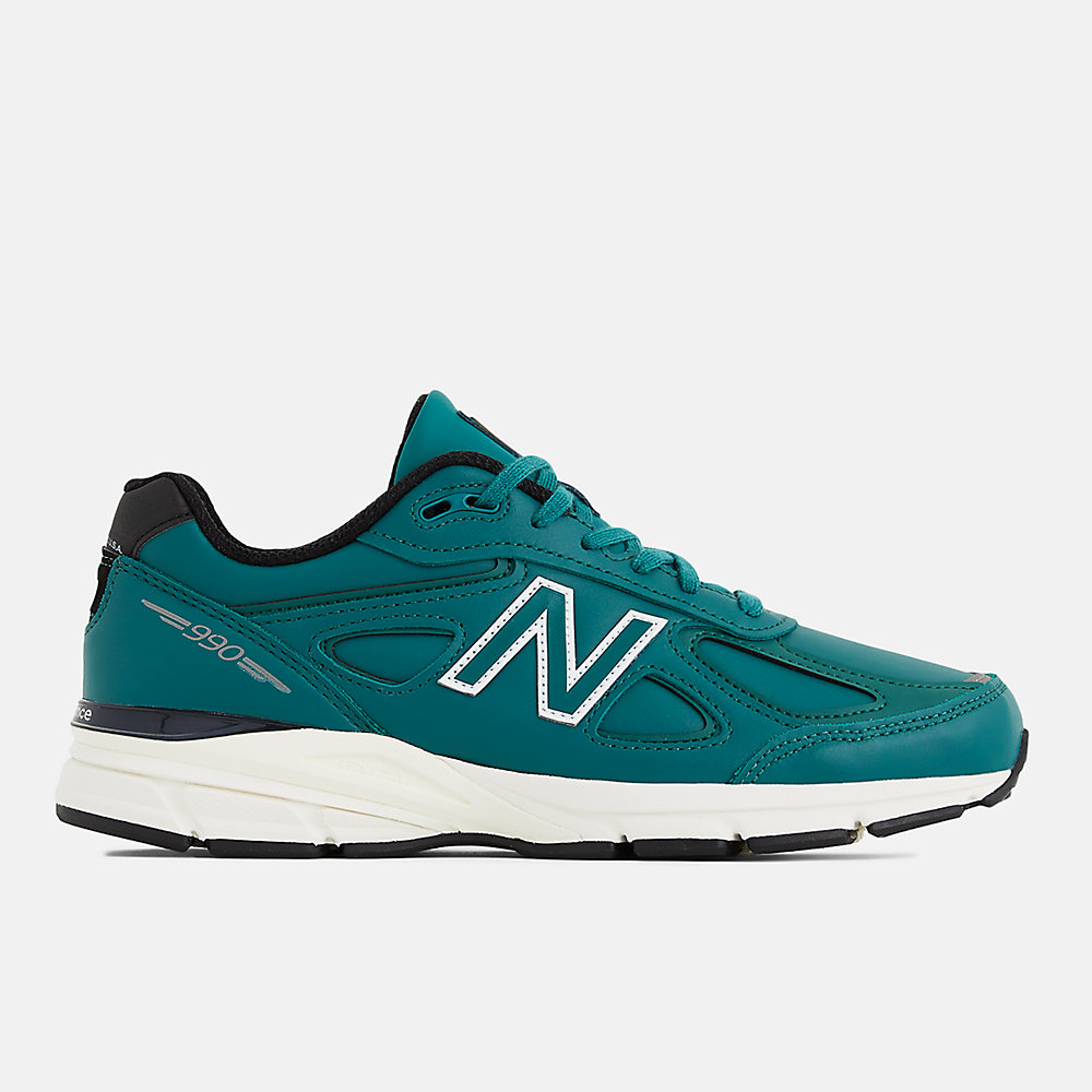 New Balance Made in USA 990v4 Shoes Teal with White